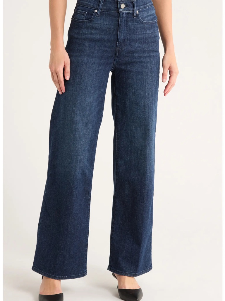 Frame Denim Wide-Leg High-Rise Jeans In Dark Blue